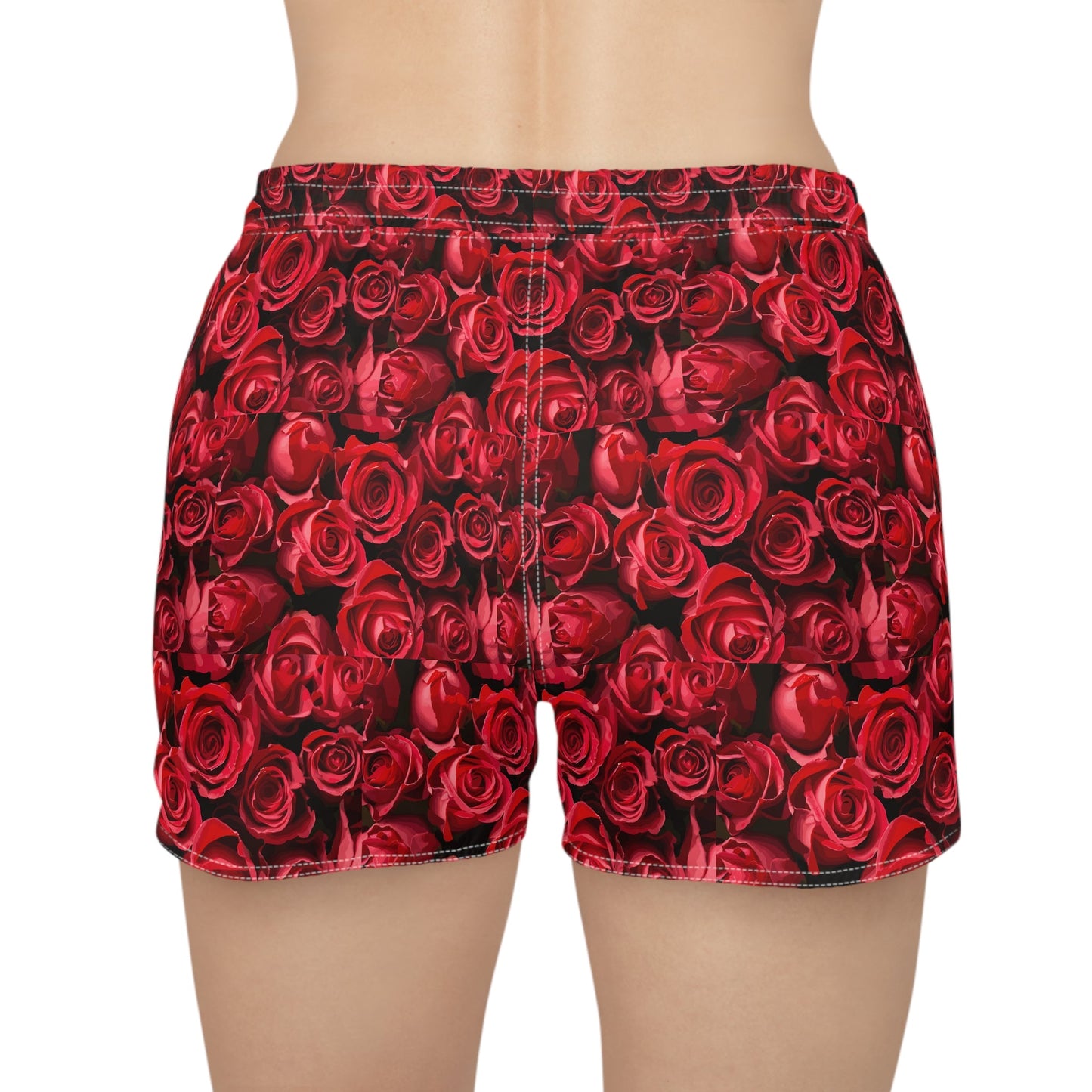 Activewear. Women’s designer shorts with rose art print (Limited Edition TheFamous Studio Camouflage Series