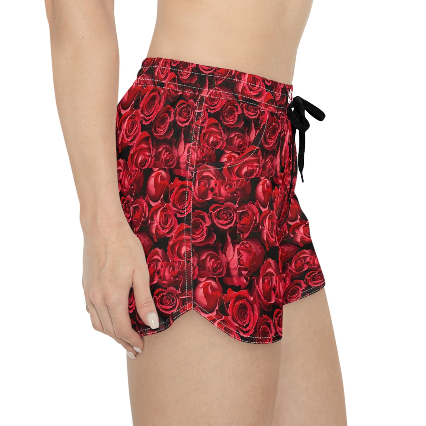 Activewear. Women’s designer shorts with rose art print (Limited Edition TheFamous Studio Camouflage Series