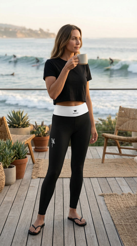 Athletic Chic High Waisted Black & White Leggings | Limited Edition TheFamous Studio