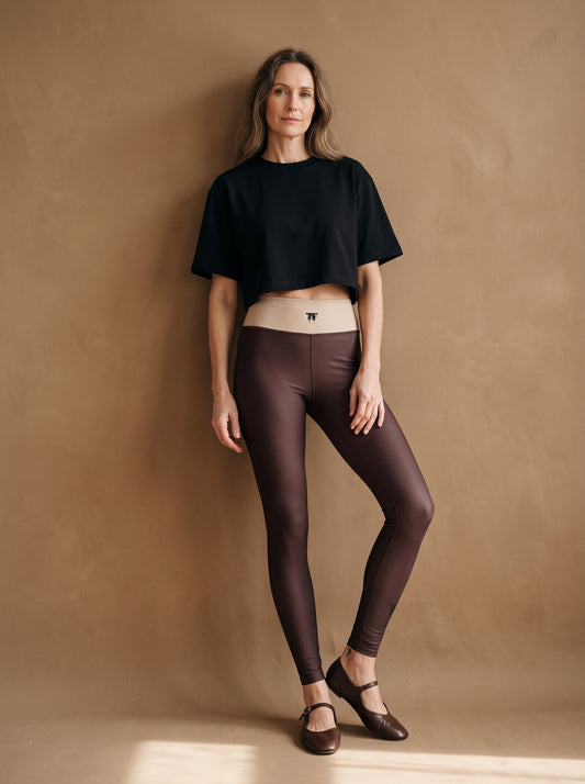Fall Casual Chic Activewear | Leggings Brown Espresso & Latte