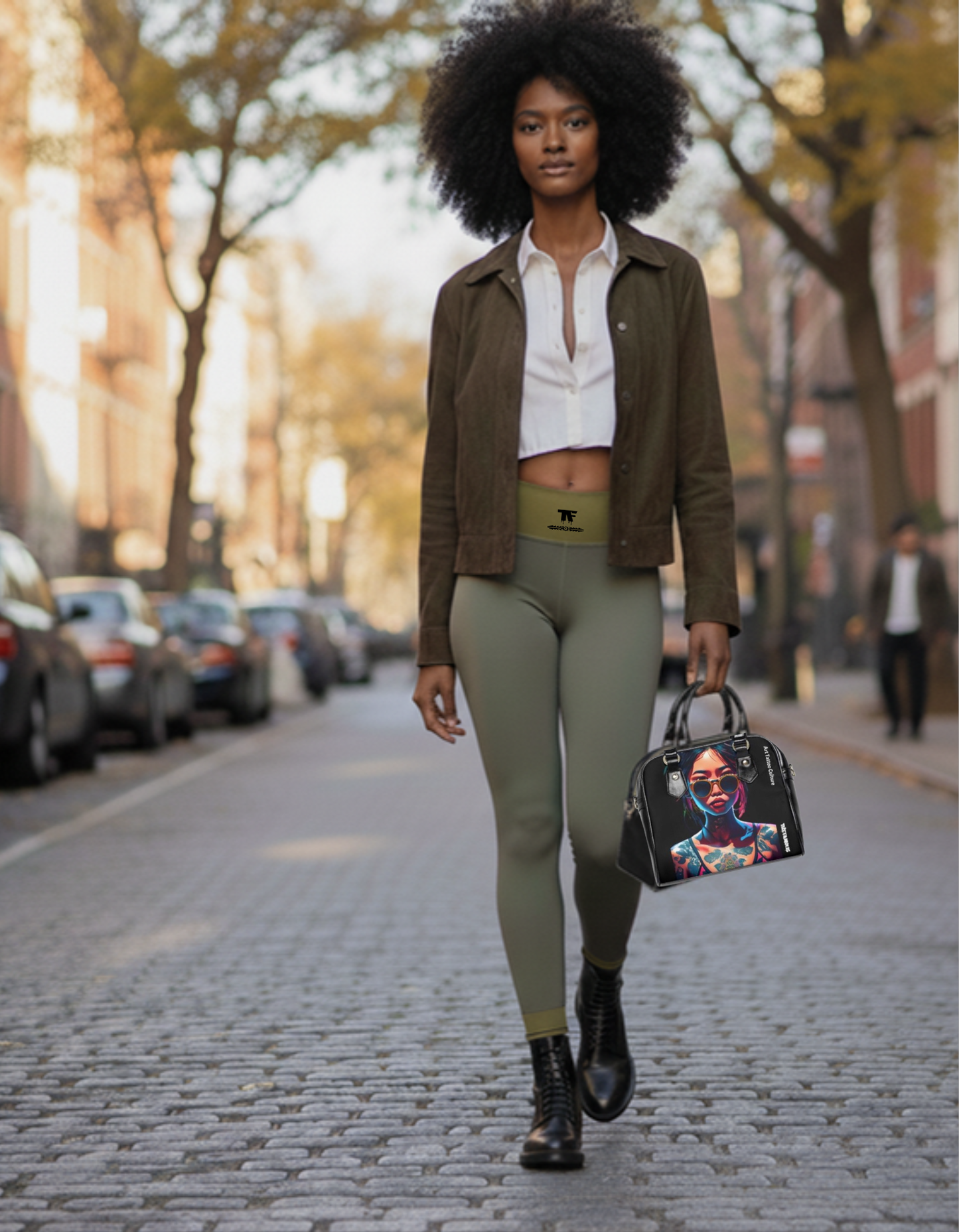 High Waisted Khaki Garrigue Leggings | Limited Edition TheFamous Studio