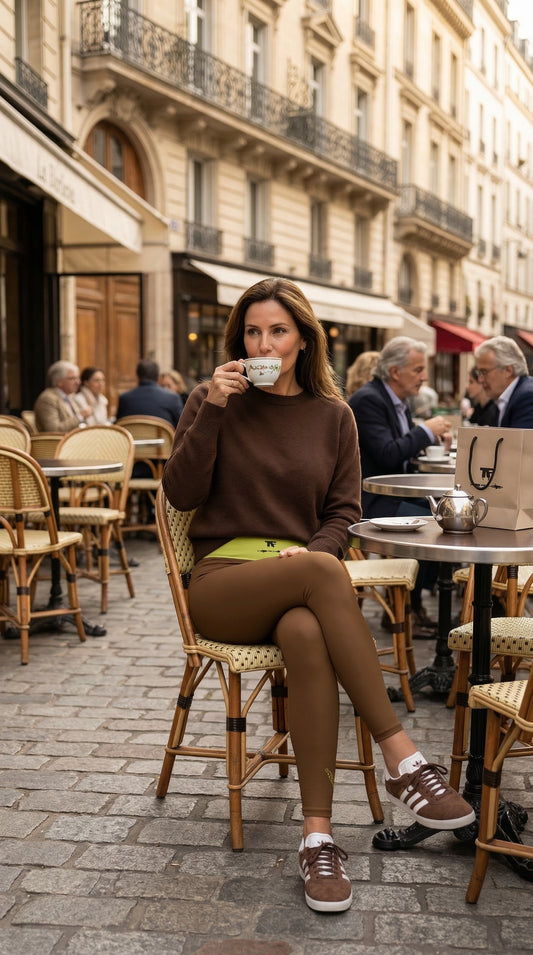 Casual Chic Activewear for women | Yoga Leggings Mocha & Citronella | Limited Edition TheFamous Studio