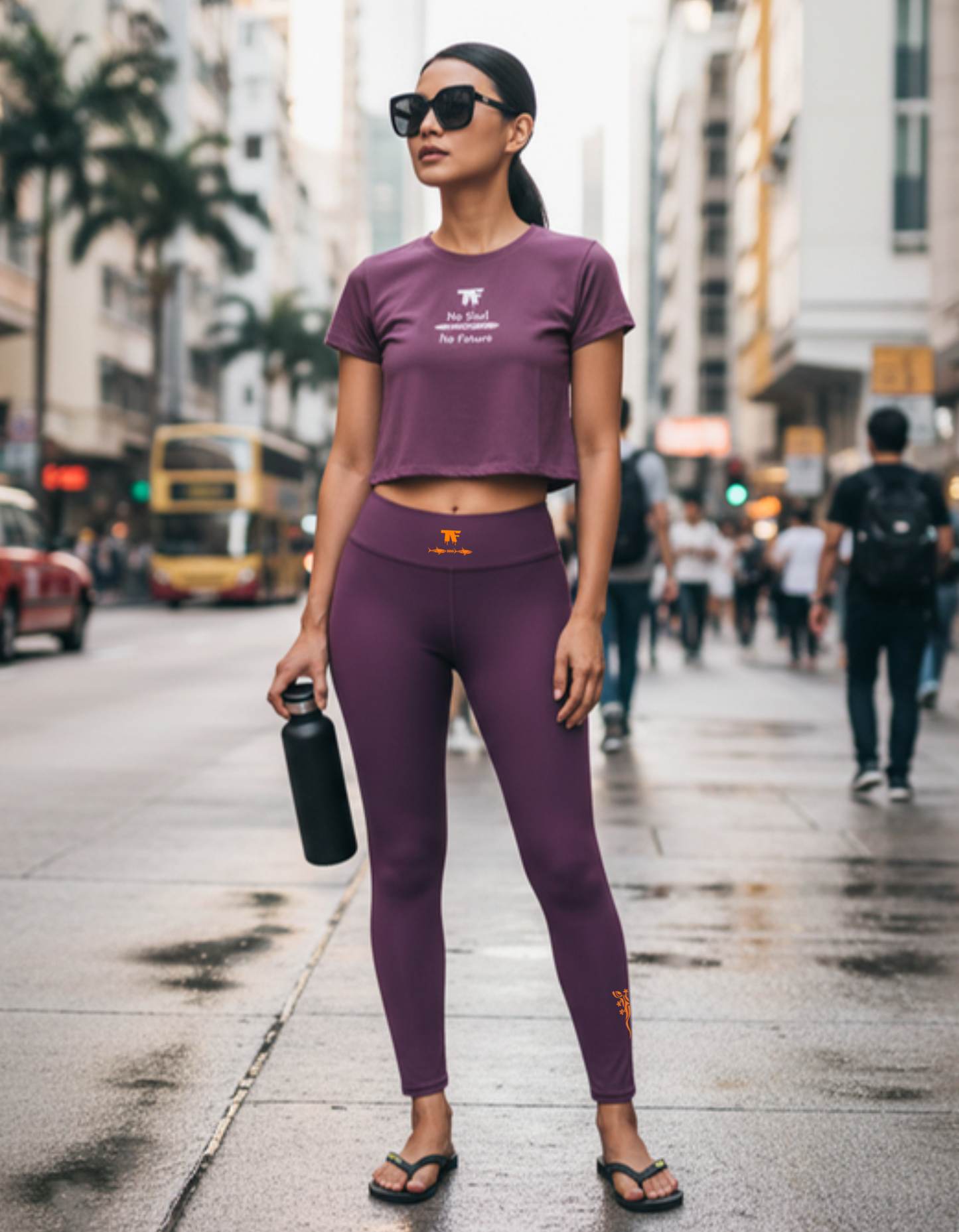 high Waisted Prune Burgundy Fashion Leggings | Limited Edition TheFamous Studio