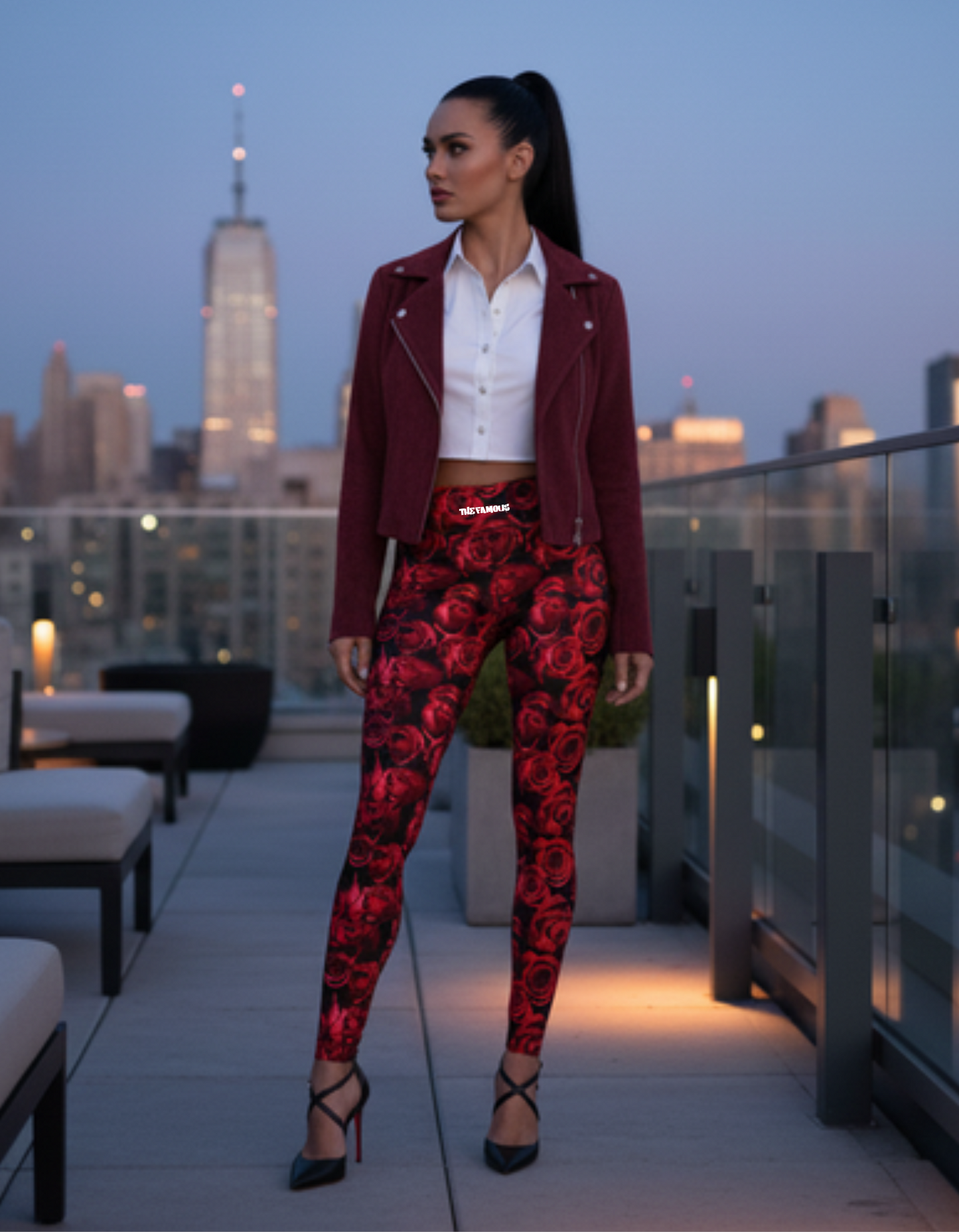 High waisted Leggings Red Roses | Limited Edition TheFamous Studio