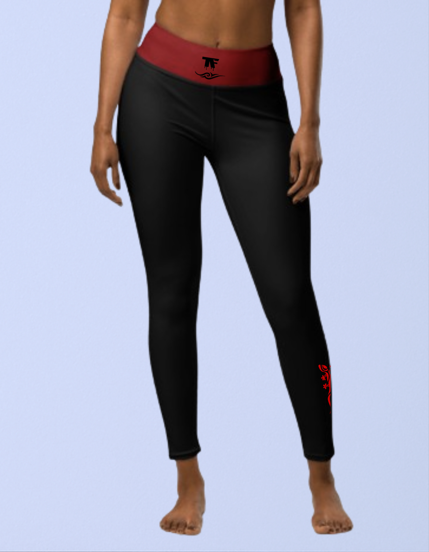 Activewear for women - Yoga Leggings Black & Red Cherry | Limited Edition TheFamous Studio