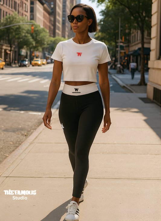 High Waisted Black & White Leggings | Limited Edition TheFamous Studio