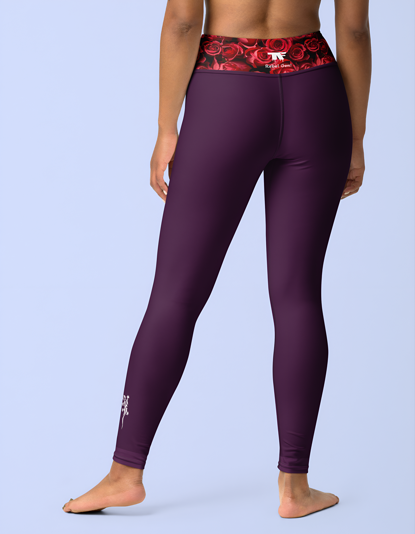 Yoga Leggings Outfit - Bohemian Prune & Red Roses - Limited Edition TheFamous Studio