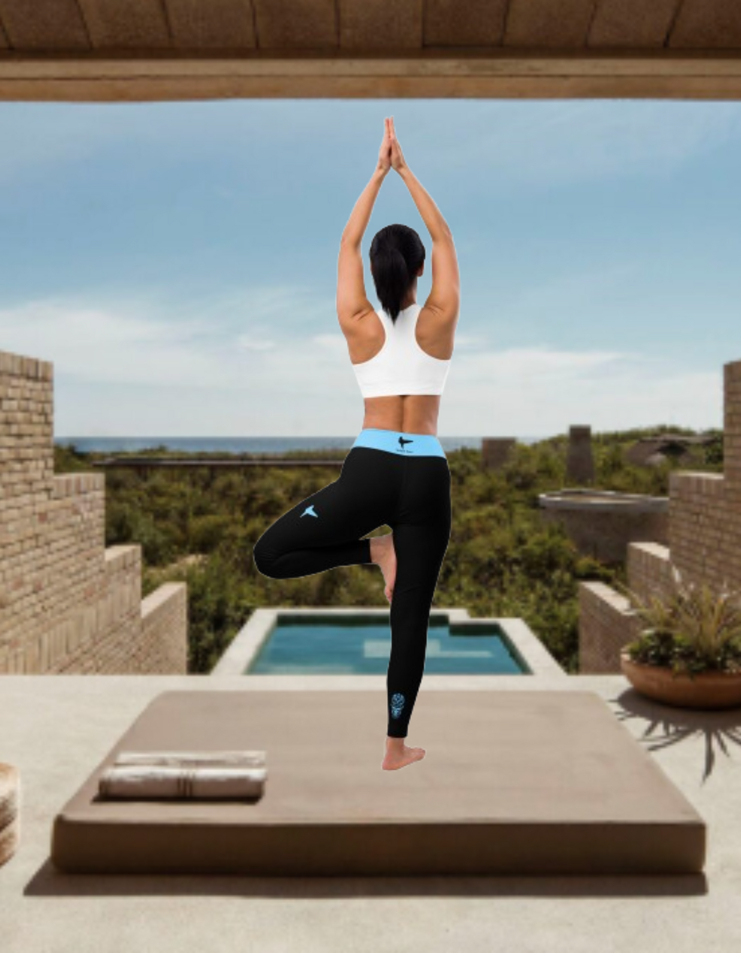 Surf Black & Turquoise Leggings | Limited Edition TheFamous Studio