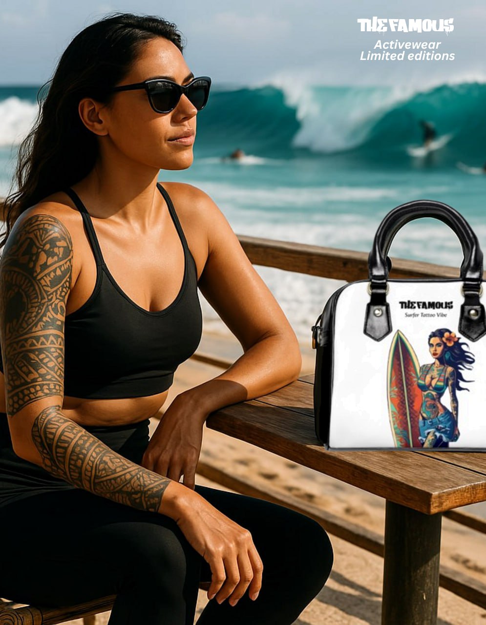 Designer Handbag White MOANA Surfer Tattoos Vibe - from The 'Streetwear' Series | TheFamous Studio Limited Edition