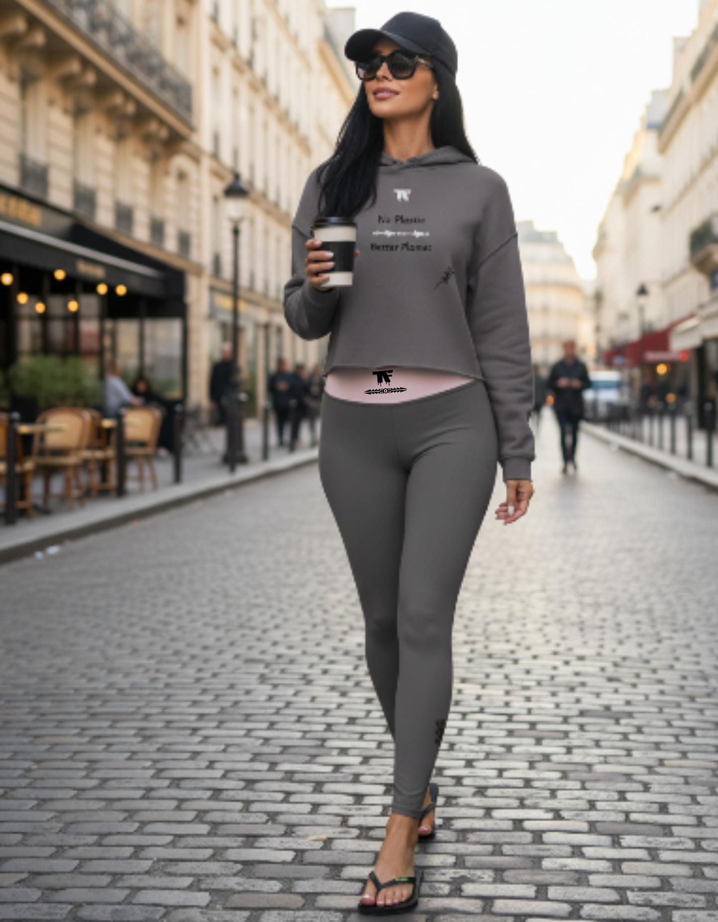 Yoga Leggings Steel Grey & Pink | Limited Edition TheFamous Studio