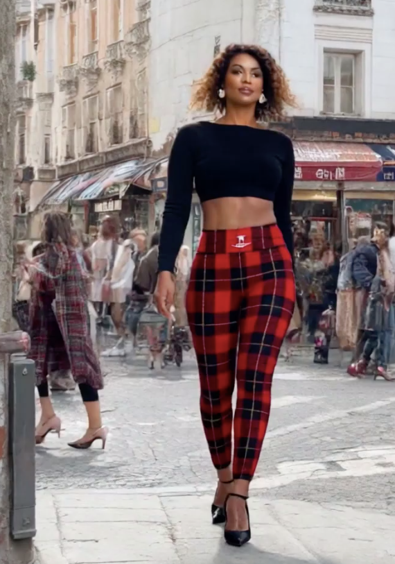 Fashion Leggings Street Series Red Plaid | Limited Edition TheFamous Studio