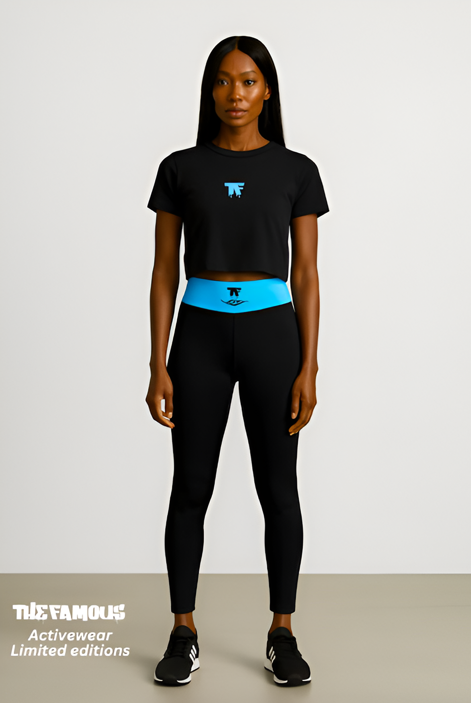 Surf Black & Turquoise Leggings | Limited Edition TheFamous Studio