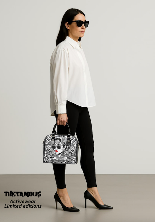 Designer Handbag The 'Streetwear' Bag - Black & White - LOUISE Red Lips | Limited Edition TheFamous Studio
