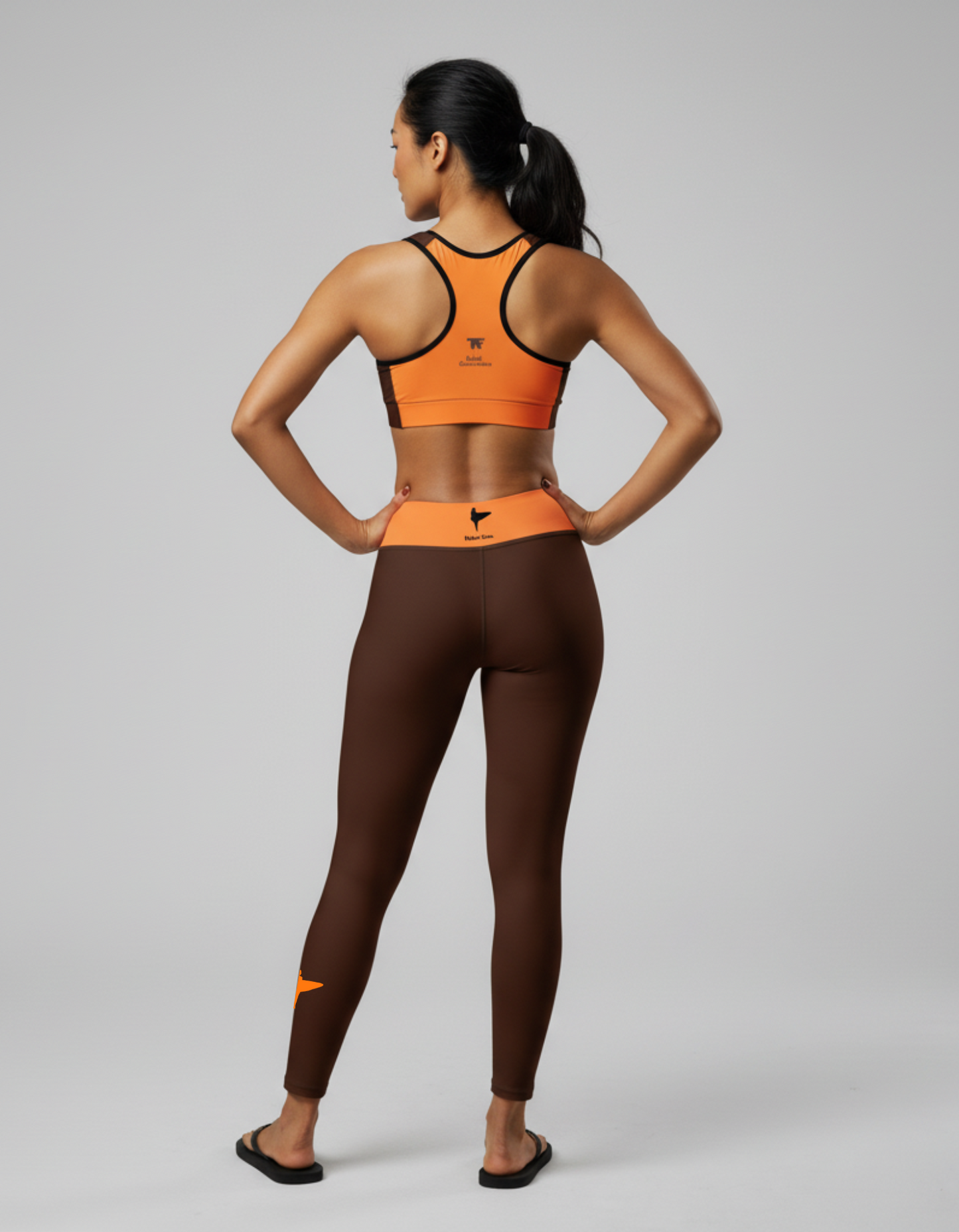 Surf Spirit Brown Orange Leggings | Limited Edition TheFamous Studio