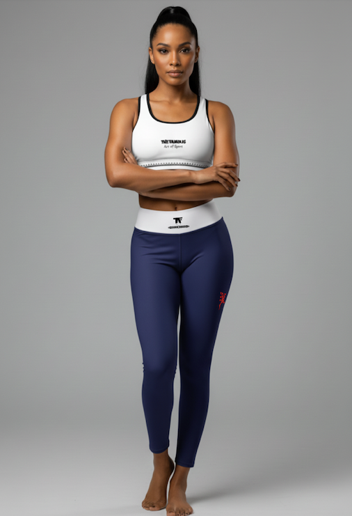 Yoga Leggings Outfit - French Indigo & White | Limited Edition TheFamous Studio