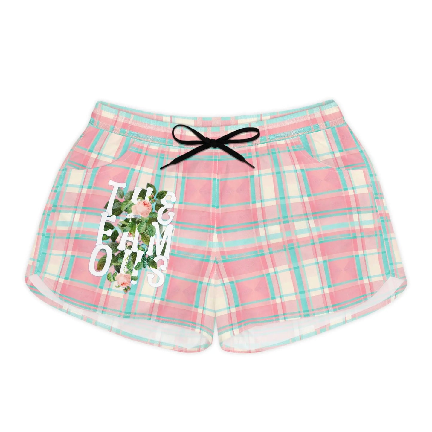 Activewear Women designer Shorts - Pink Plaid - Limited Edition by TheFamous Studio