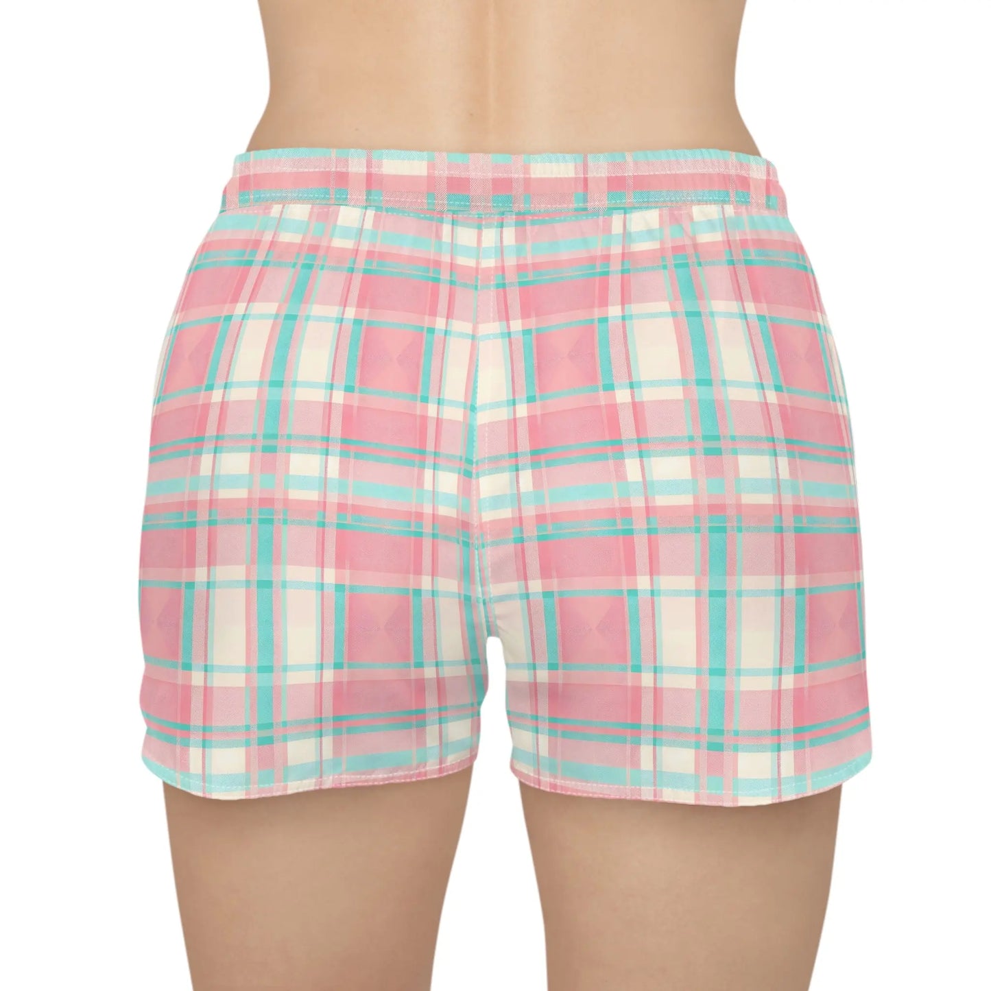 Activewear Women designer Shorts - Pink Plaid - Limited Edition by TheFamous Studio