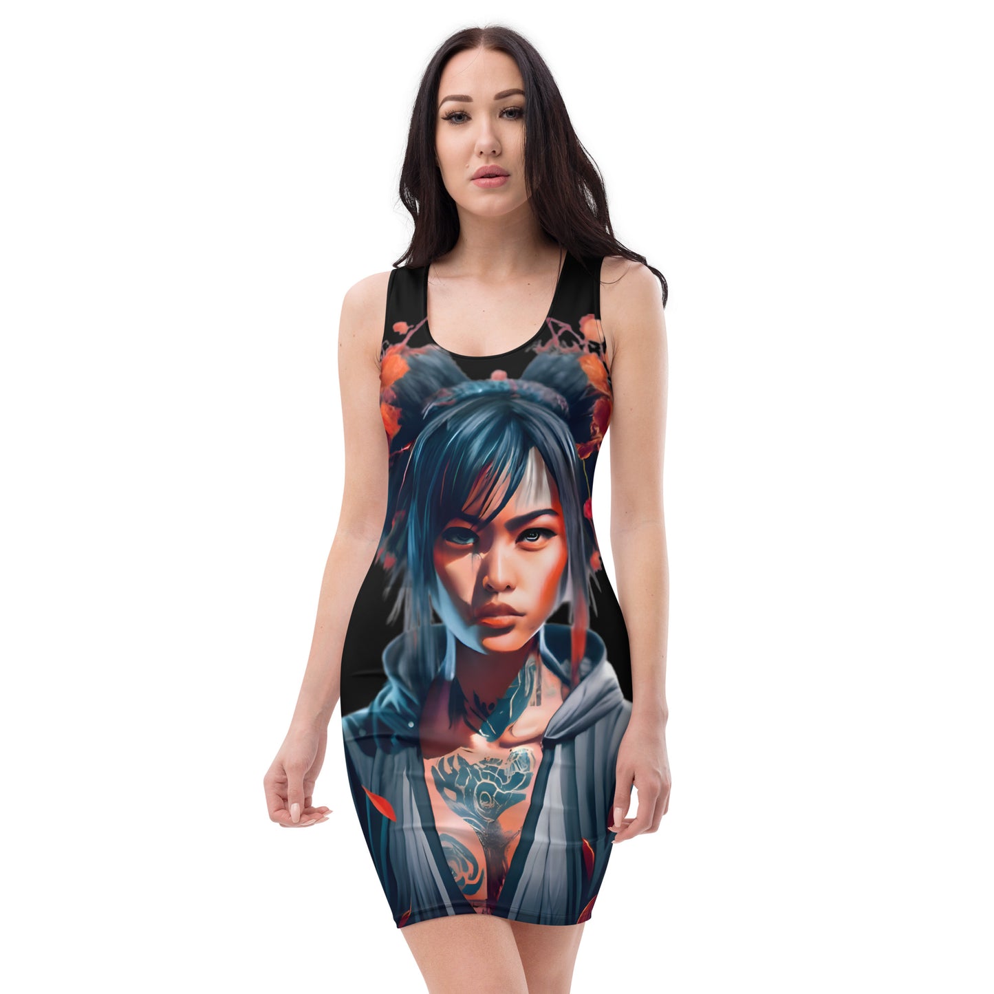 Activewear for women. Black streetwear dress 'Street Art' design