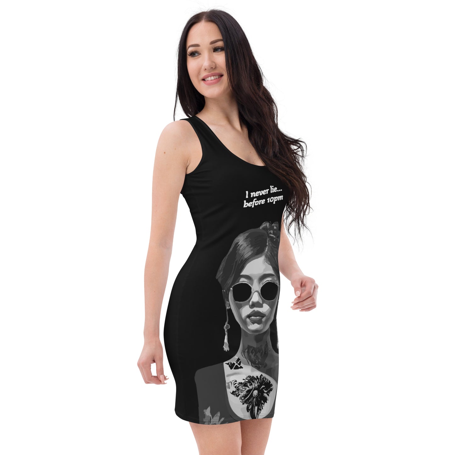 Activewear for women. Streetwear dress black street art design
