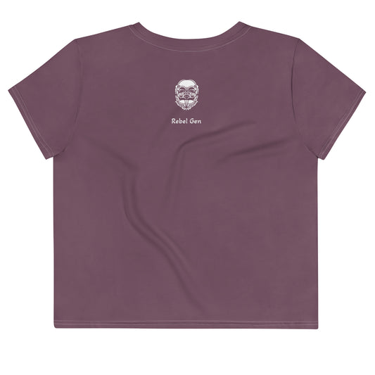 Activewear women crop tops burgundy with white tag and a 'No Sul No Future' Slogan. Powered by TheFamous activewear studio