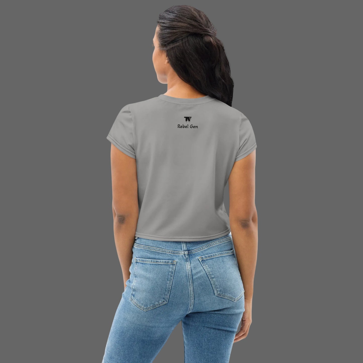 Crop Tee Grey Taupe & Black for women