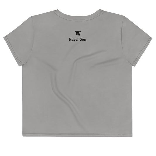 Crop Tee Grey Taupe & Black for women