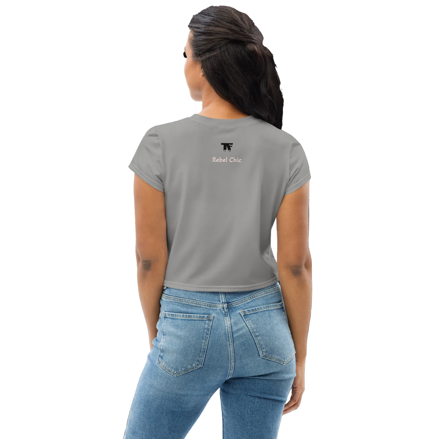 Activewear for Women | Grey & Pink Crop Tee