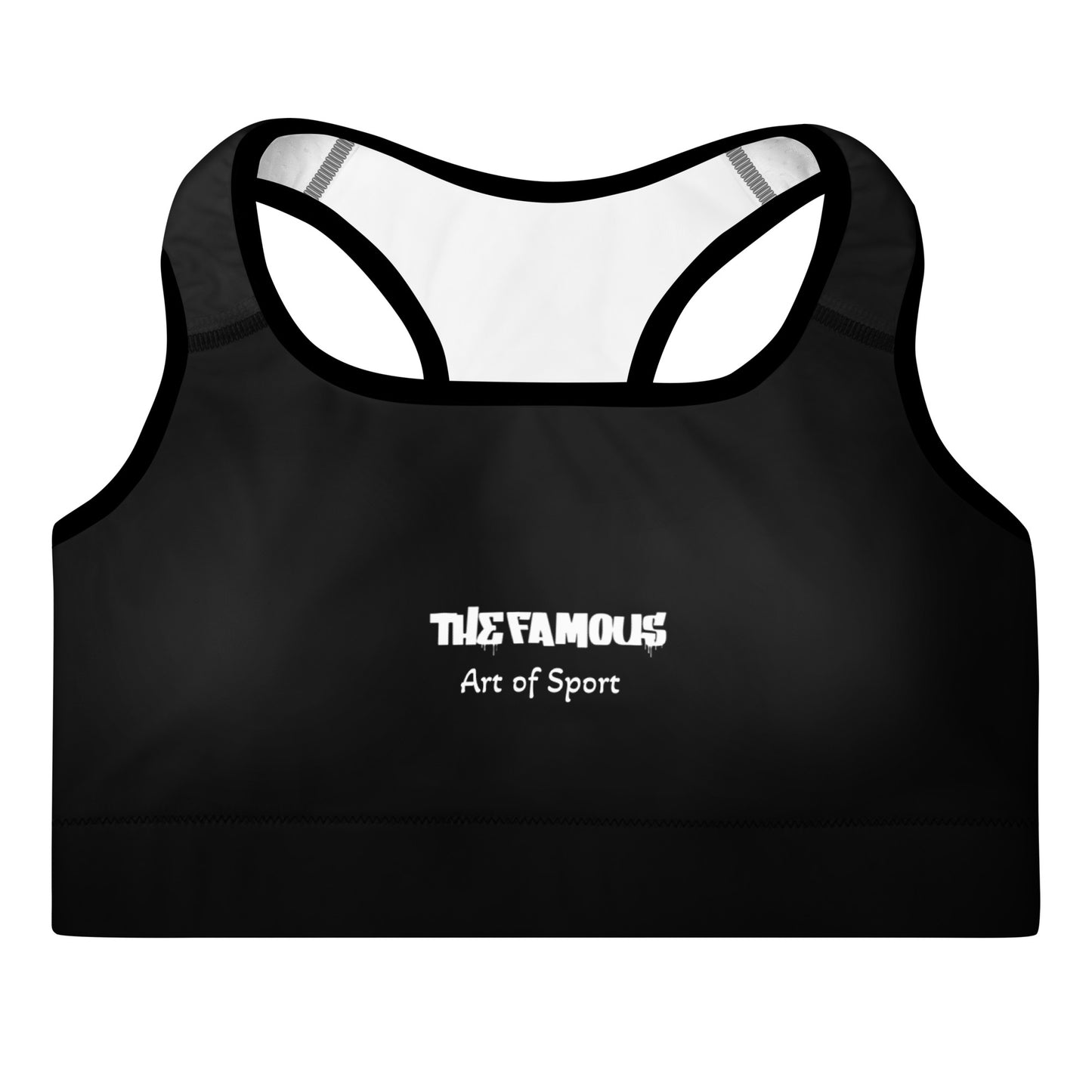 Activewear for women. Black padded sport bra signed TheFamous