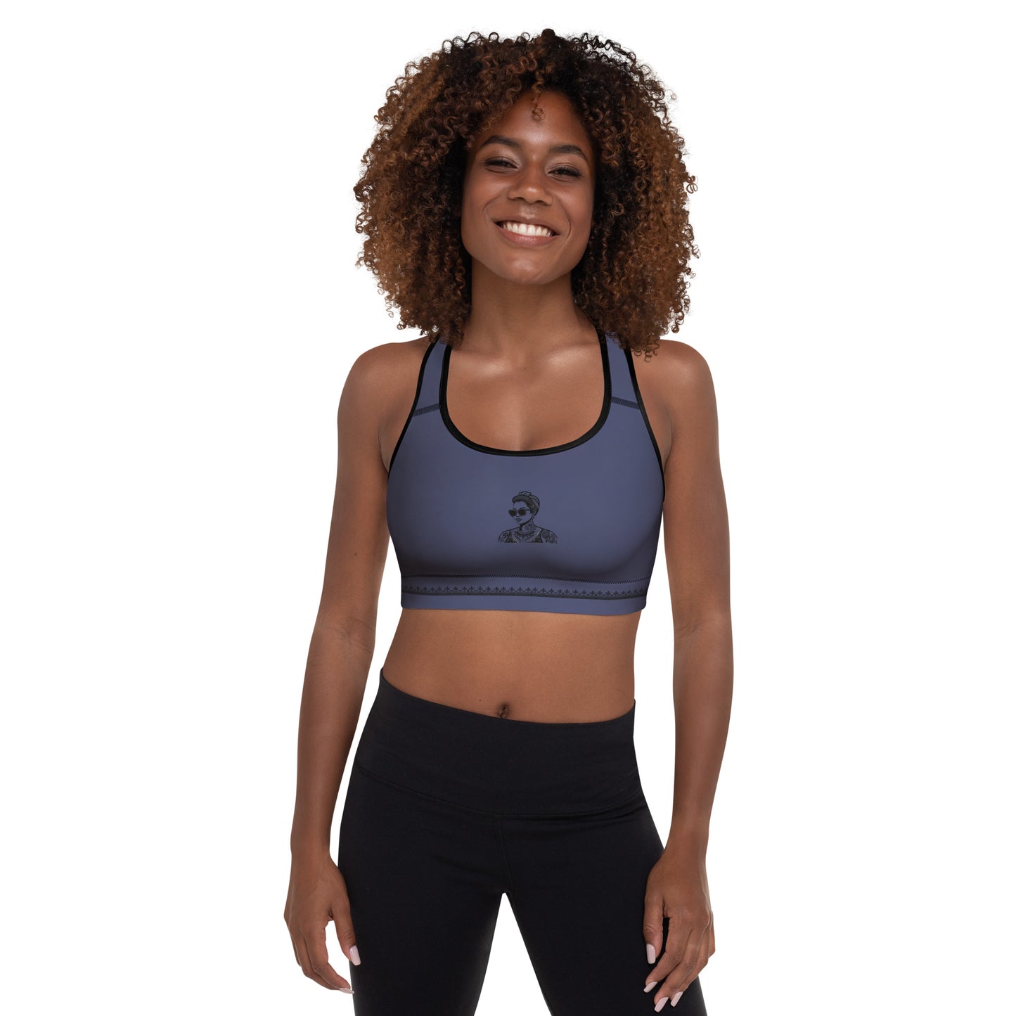 Activewear for women | Padded Sport Bra Dark Lavender & Pink with tattoos | Limited Edition (300P)