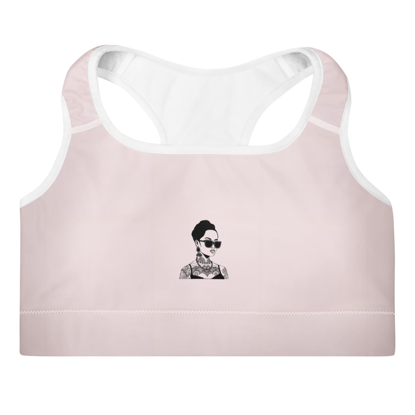 Padded Sport Bra Pink & Steel Grey with Tattoo