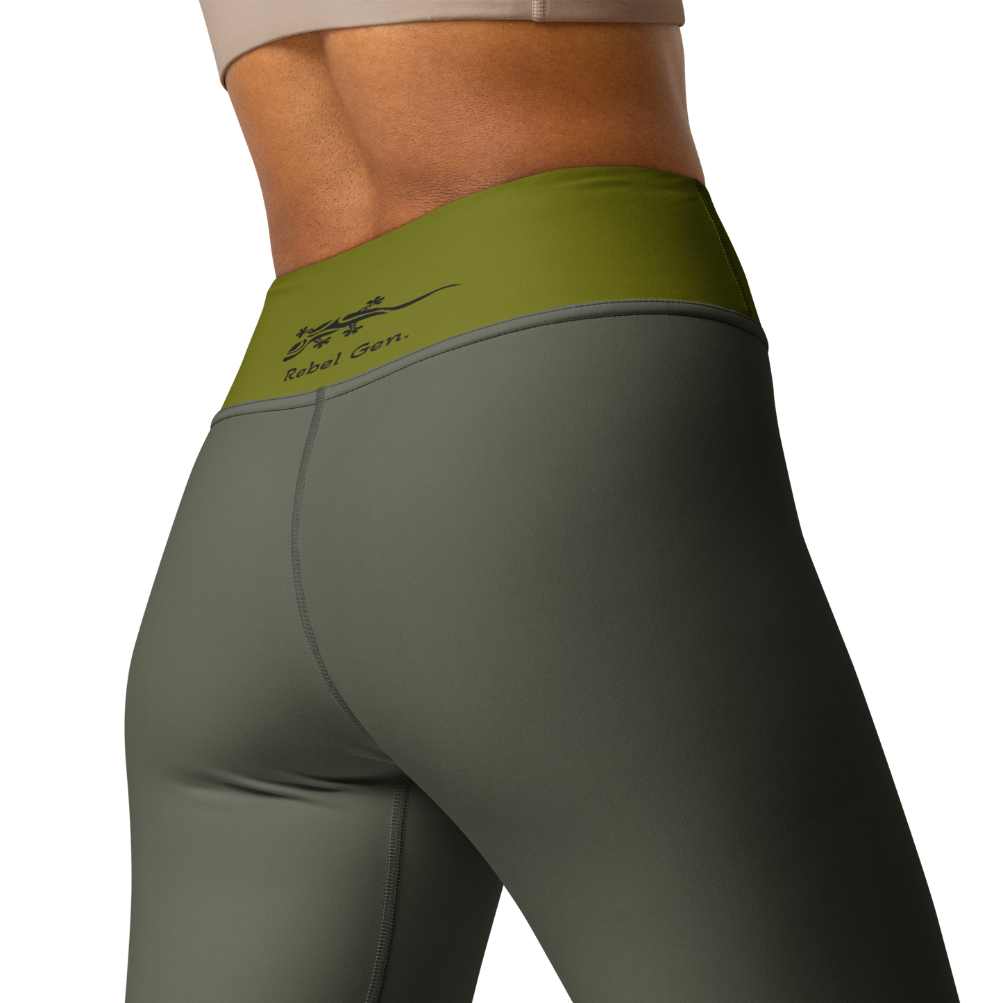 High Waisted Khaki Garrigue Leggings | Limited Edition TheFamous Studio