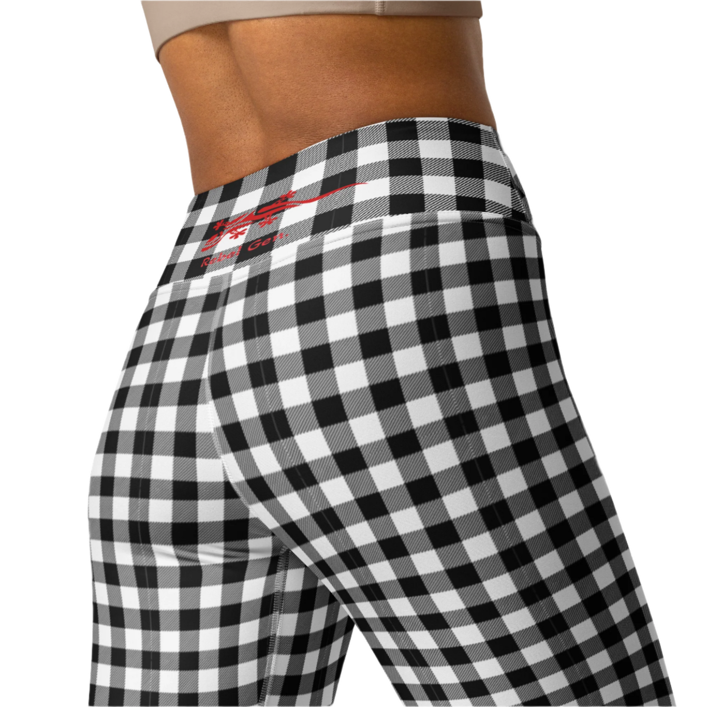 High-waisted gingham black and white leggings, limited edition by TheFamous Studio