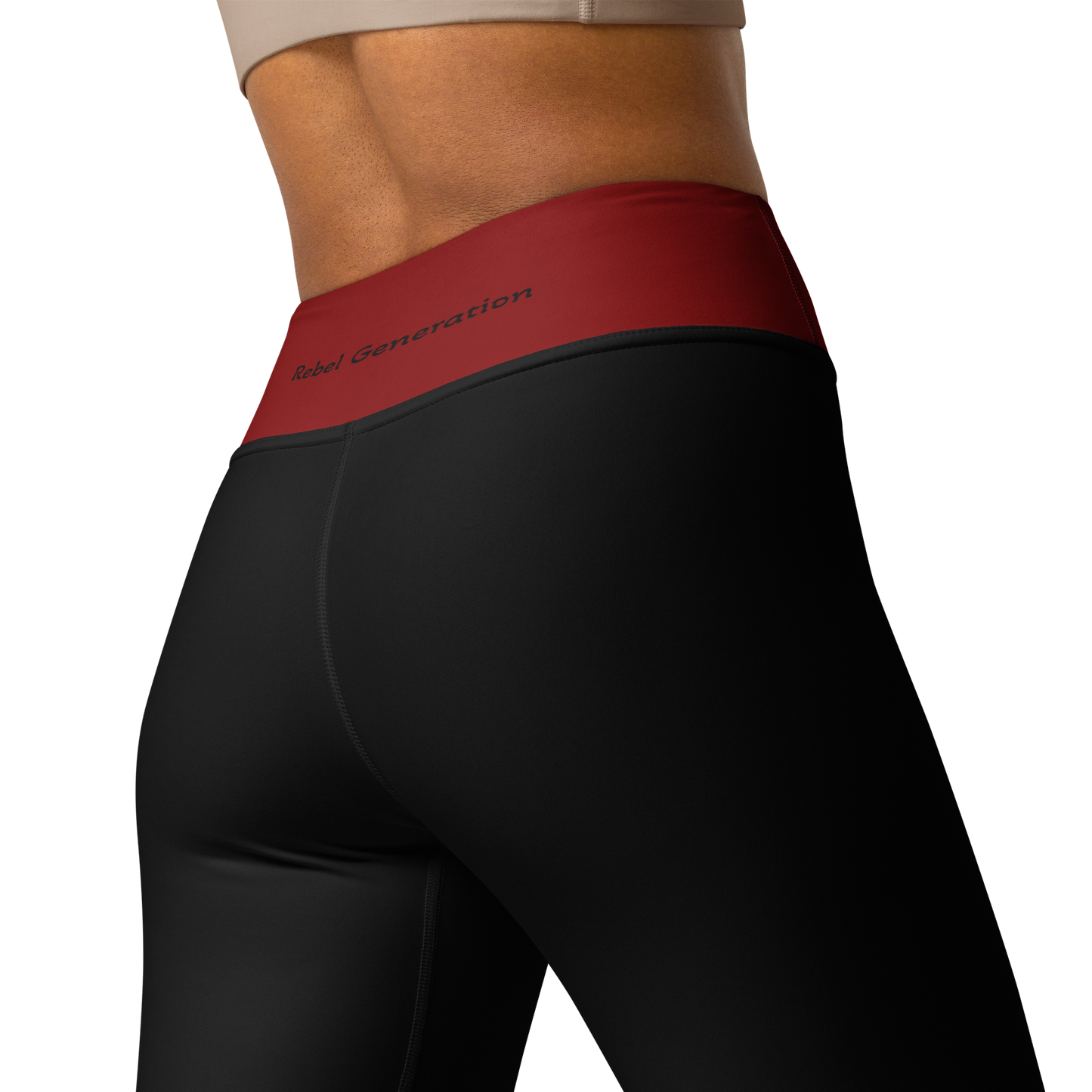 Activewear for women - Yoga Leggings Black & Red Cherry | Limited Edition TheFamous Studio