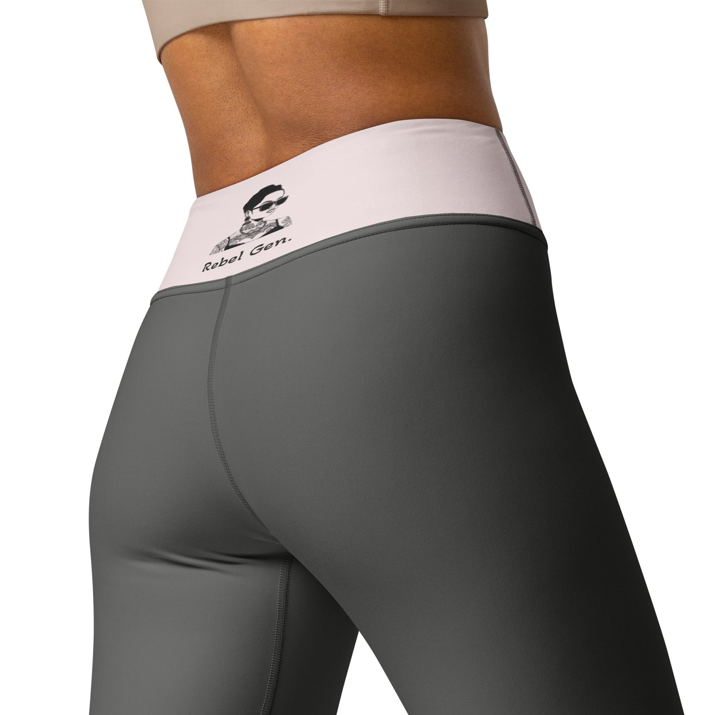 Yoga Leggings Steel Grey & Pink | Limited Edition TheFamous Studio