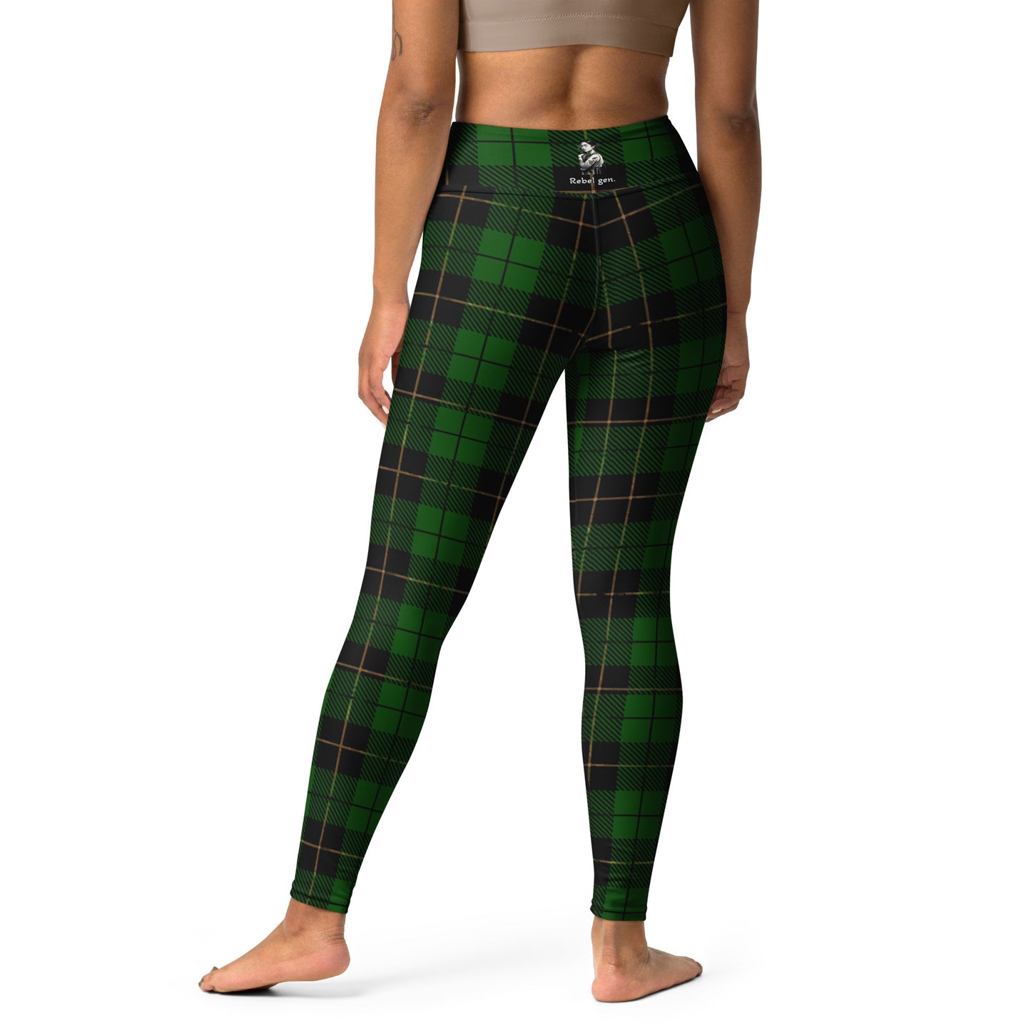 TheFamous Street Series timeless green plaid leggings with high-waisted fit, limited edition