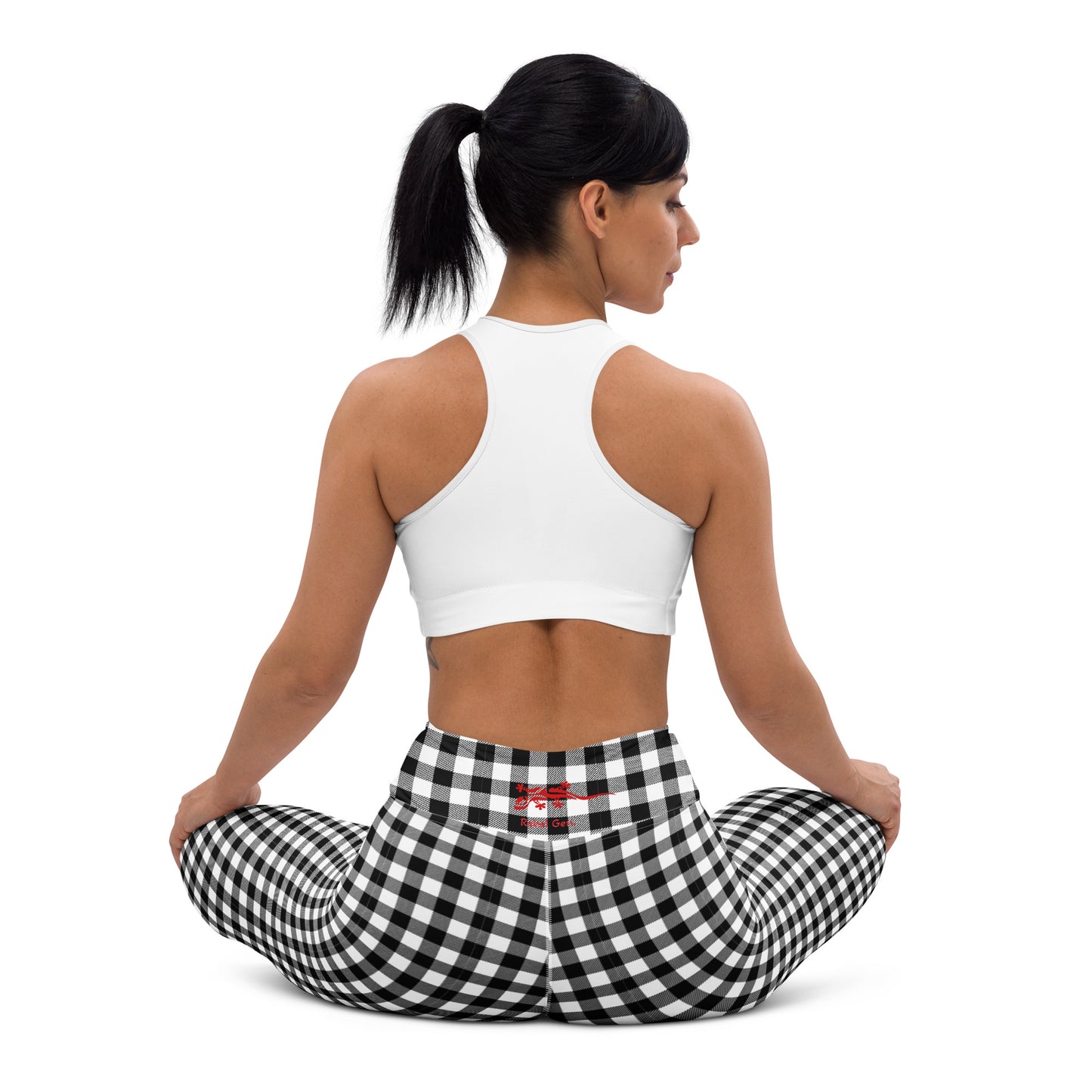 Limited edition gingham black and white high-waisted leggings from TheFamous Activewear Studio