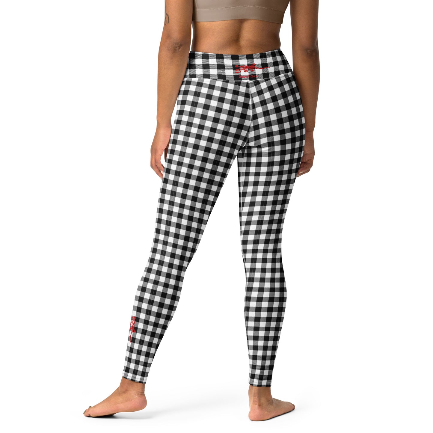 TheFamous exclusive gingham black and white patterned high waisted leggings in limited edition