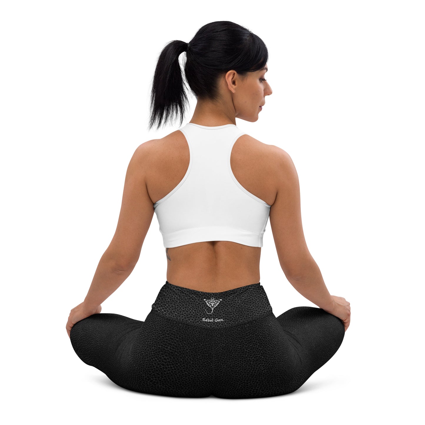 Activewear for women. Black stingray inspired high waisted leggings. 2025 leggings trends