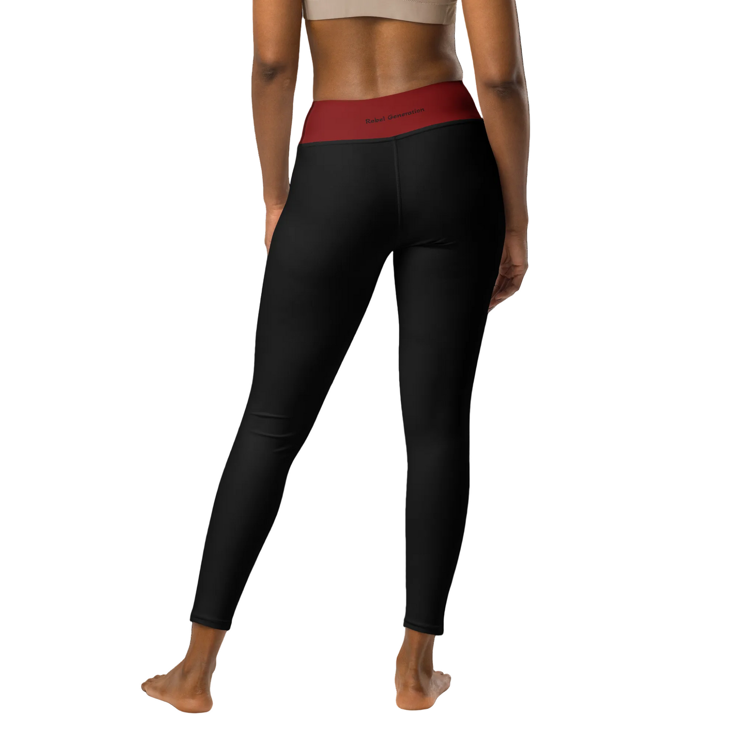 Athletic Chic Activewear for women | Yoga Leggings Black & Red Cherry | Limited Edition TheFamous Studio