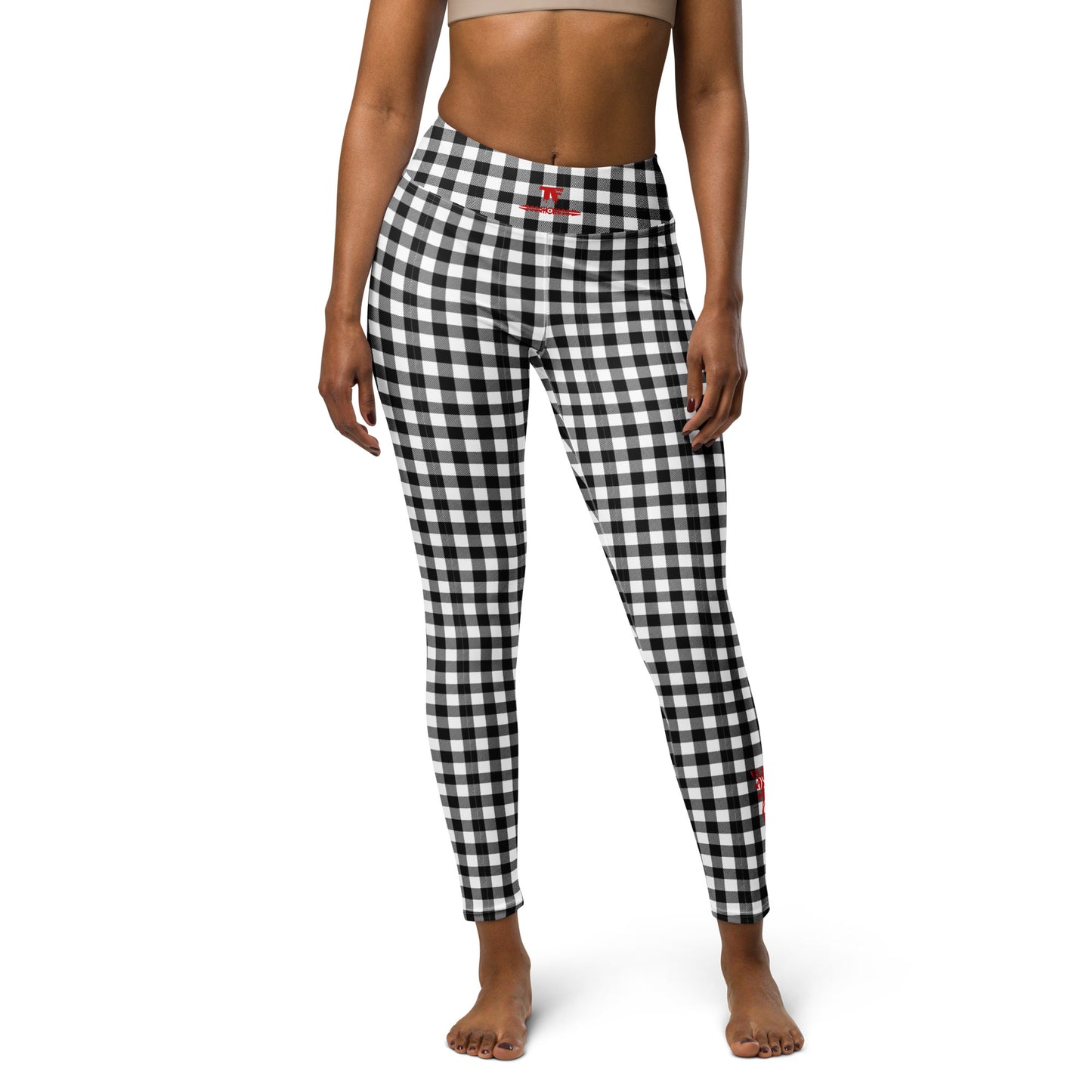 Limited edition gingham black and white high-waisted leggings from TheFamous Activewear Studio