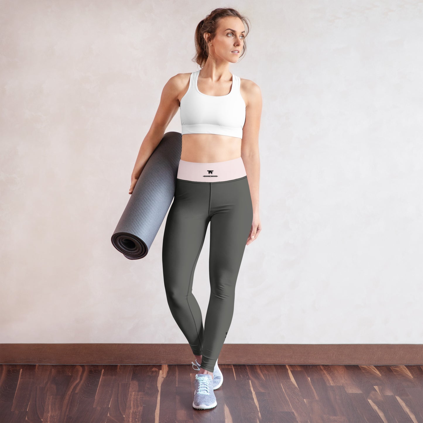 Yoga Leggings Steel Grey & Pink | Limited Edition TheFamous Studio