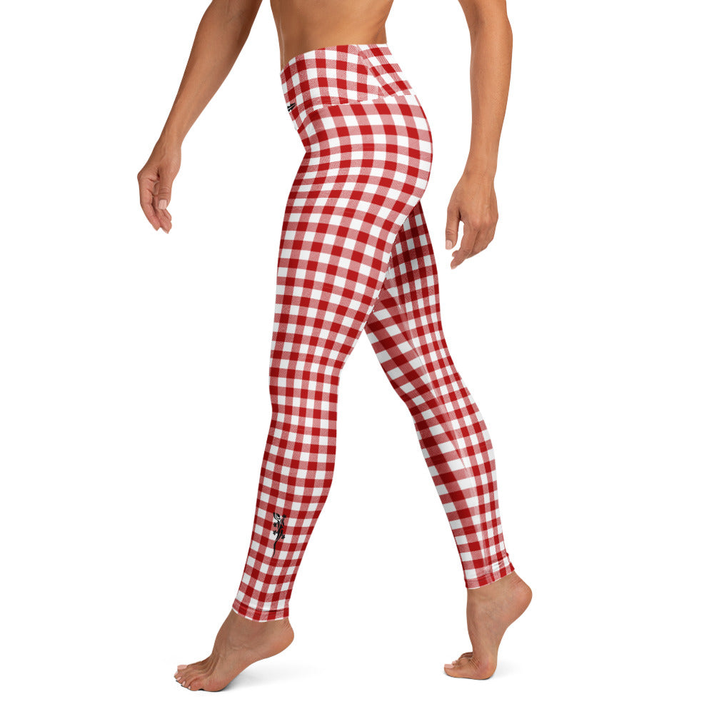 Beautiful Vintage Printed high-waisted leggings in red gingham print from TheFamous Activewear Studio