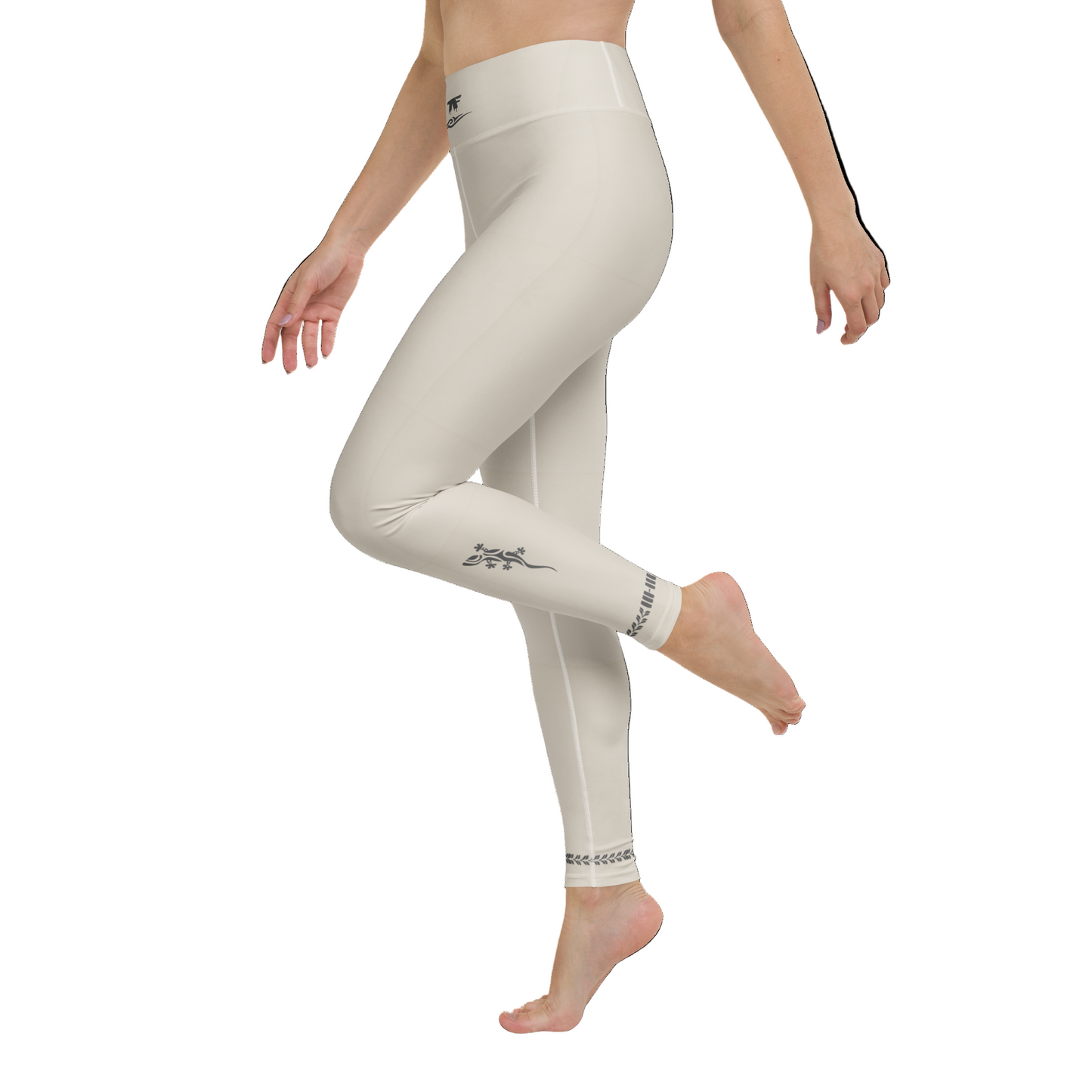 Activewear for women. High waisted leggings beige with additional tattoos