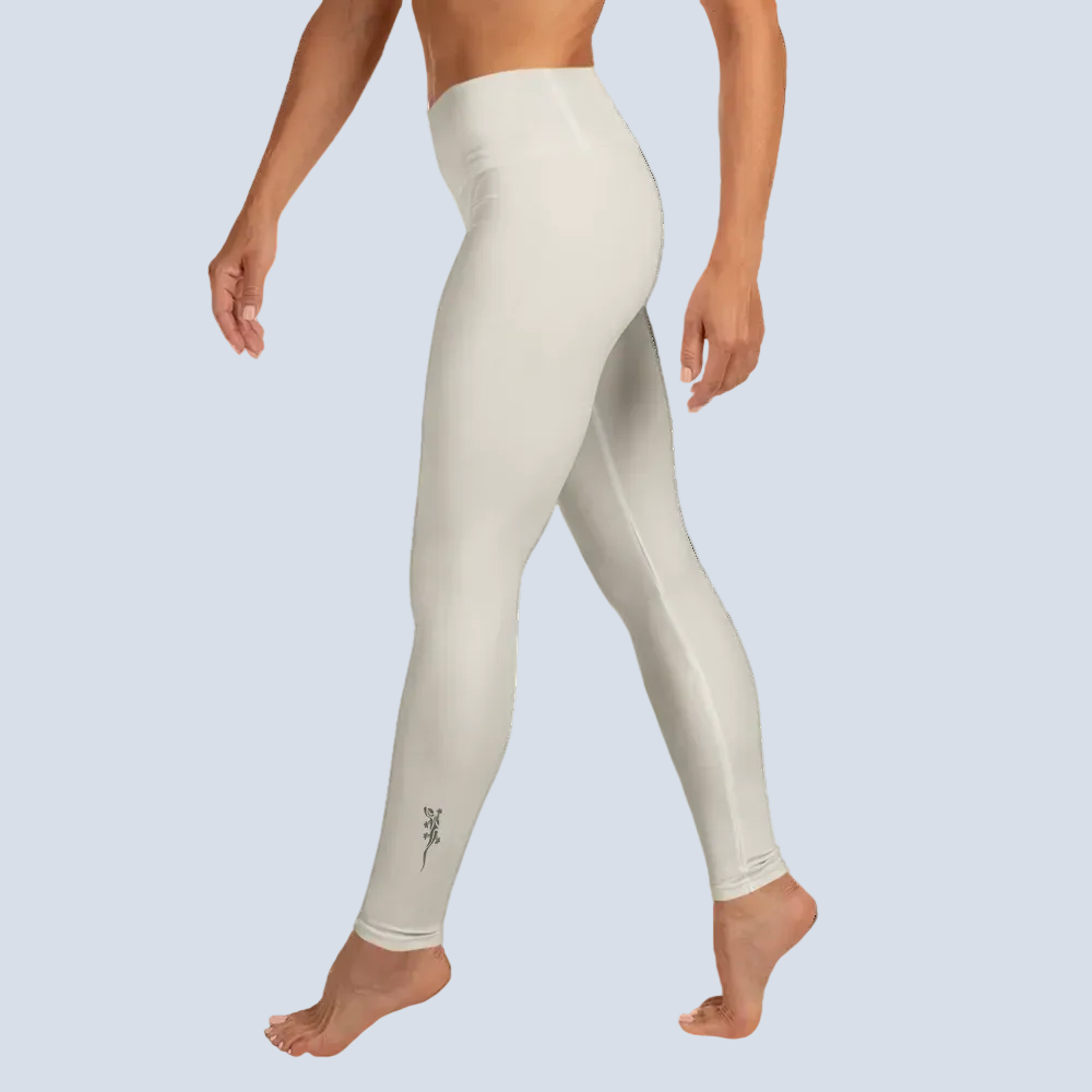Activewear for women. High waisted leggings beige with additional tattoos