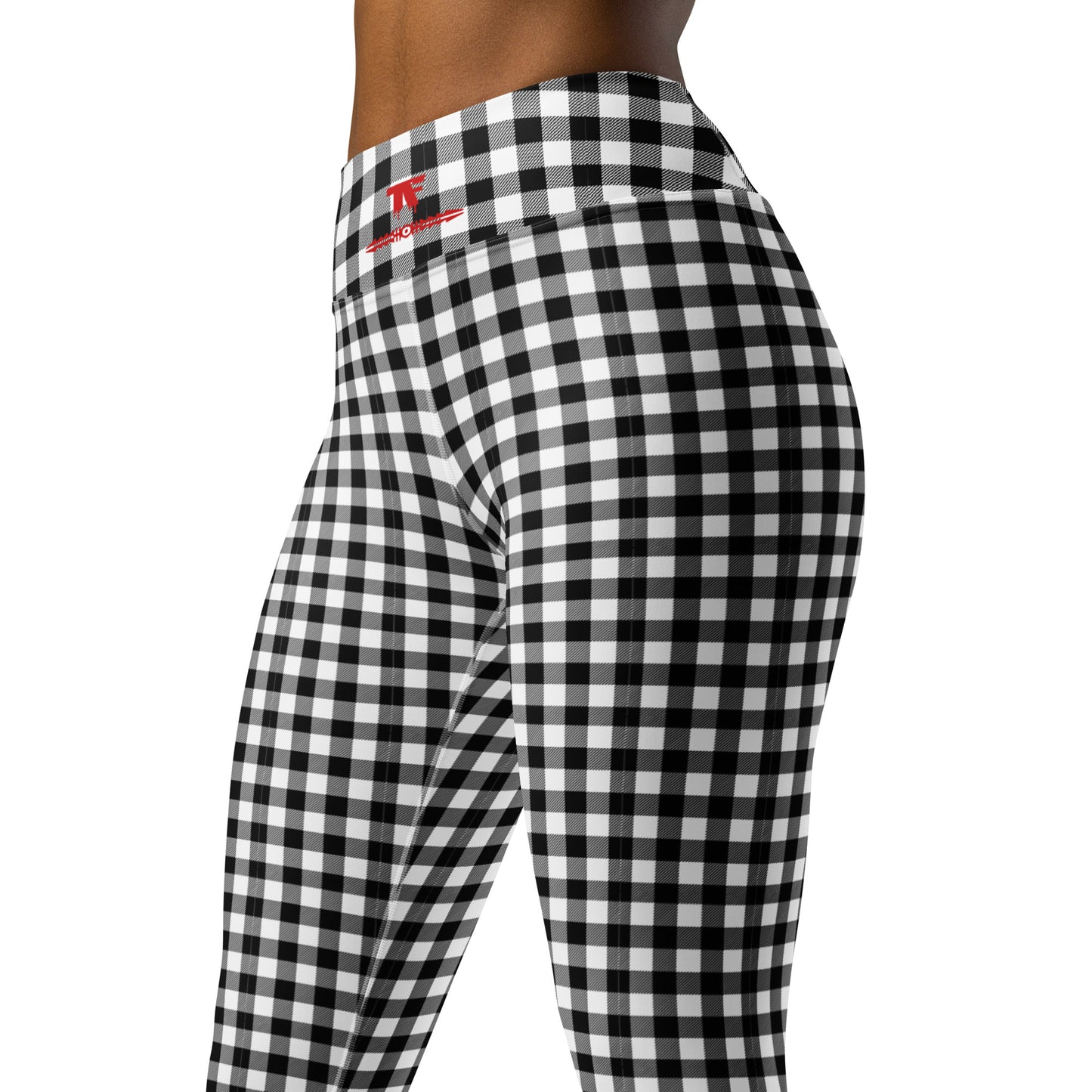 TheFamous exclusive gingham black and white patterned high waisted leggings in limited edition