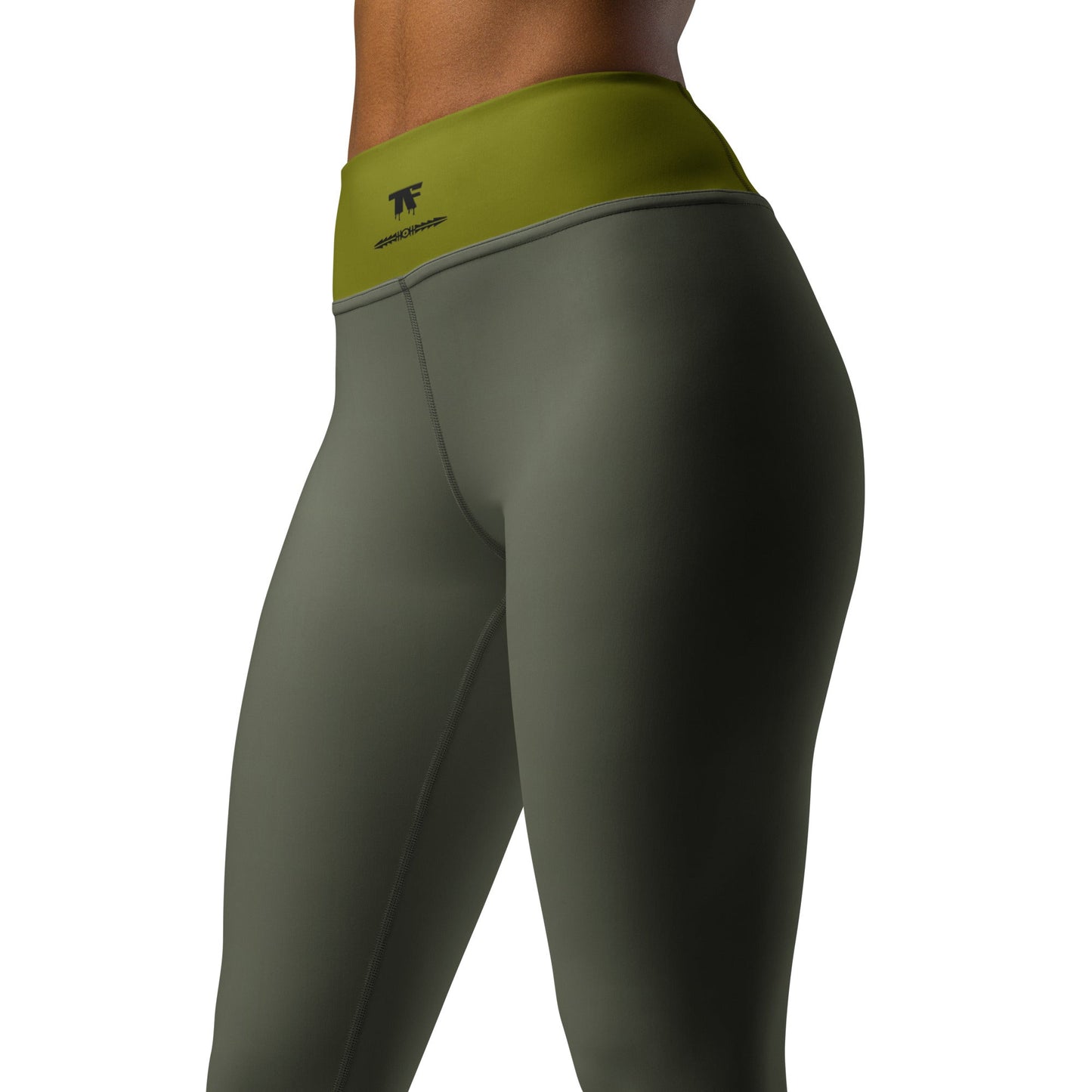 High Waisted Khaki Garrigue Leggings | Limited Edition TheFamous Studio