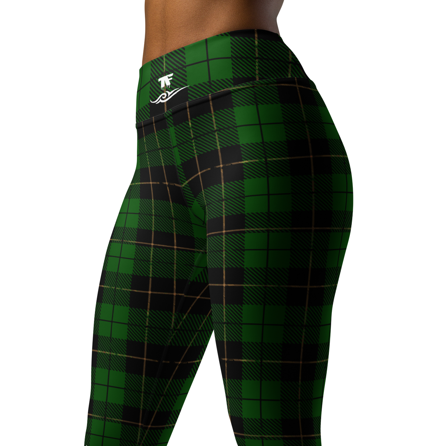 Fashion Yoga Leggings Street Series Green Plaid | Limited Edition TheFamous Studio