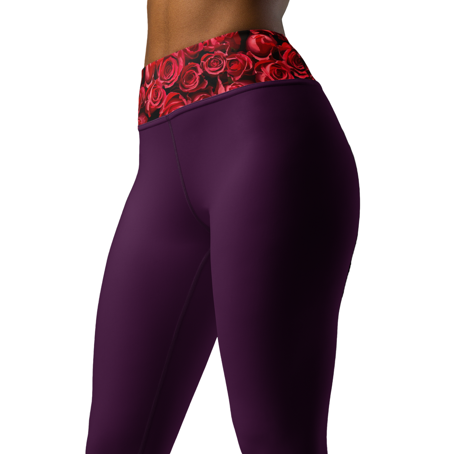 Yoga Leggings Outfit - Bohemian Prune & Red Roses - Limited Edition TheFamous Studio