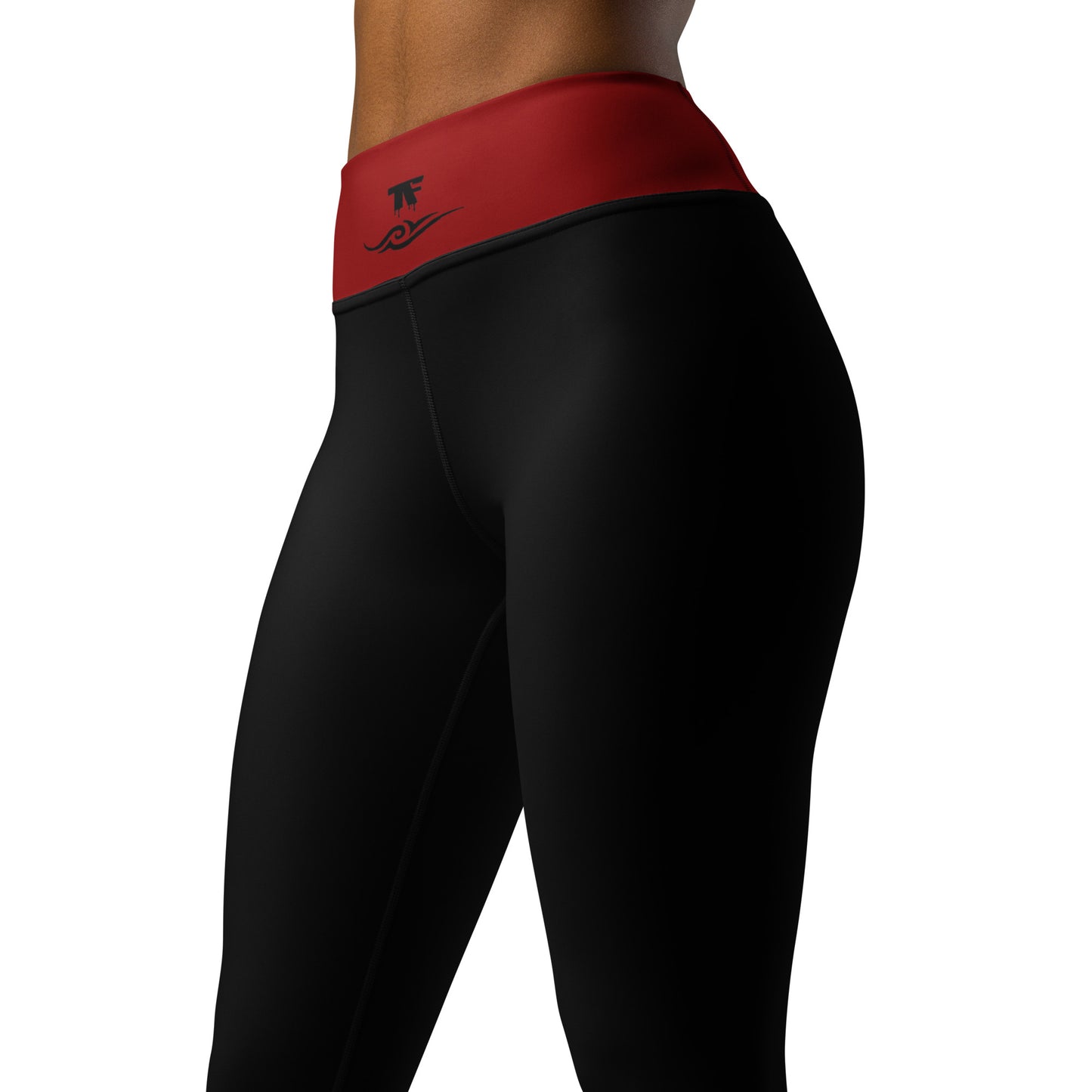 Activewear for women - Yoga Leggings Black & Red Cherry | Limited Edition TheFamous Studio