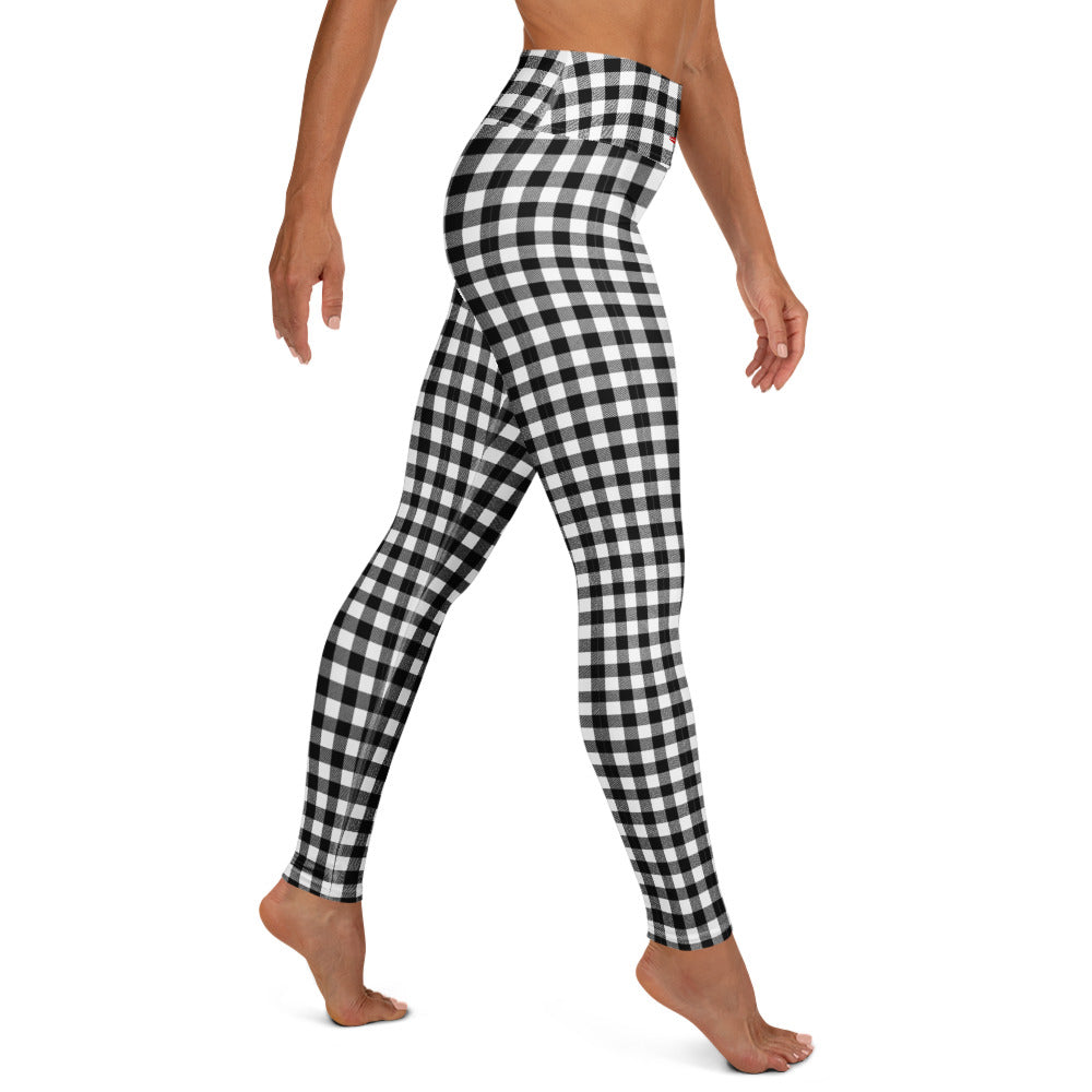 High-waisted gingham black and white leggings, limited edition by TheFamous